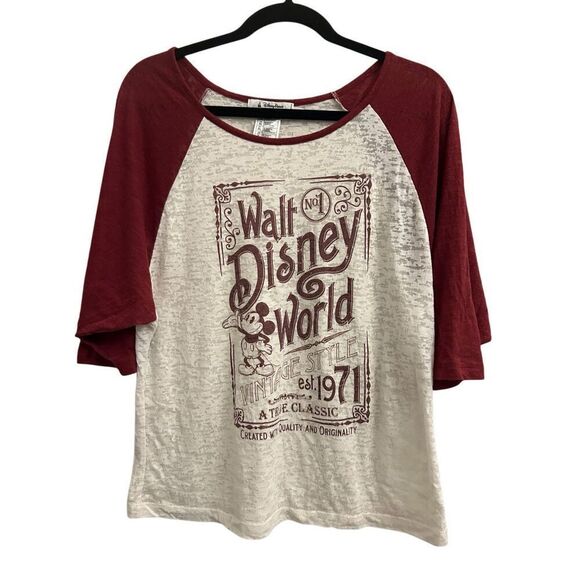 Disney Parks Vintage Mickey Baseball Burnout Thin T-shirt size L - Picture 1 of 7